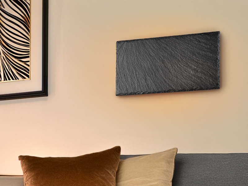 Flache LED Innen Wandleuchte RAVEN aus Naturschiefer, Breite 25cm