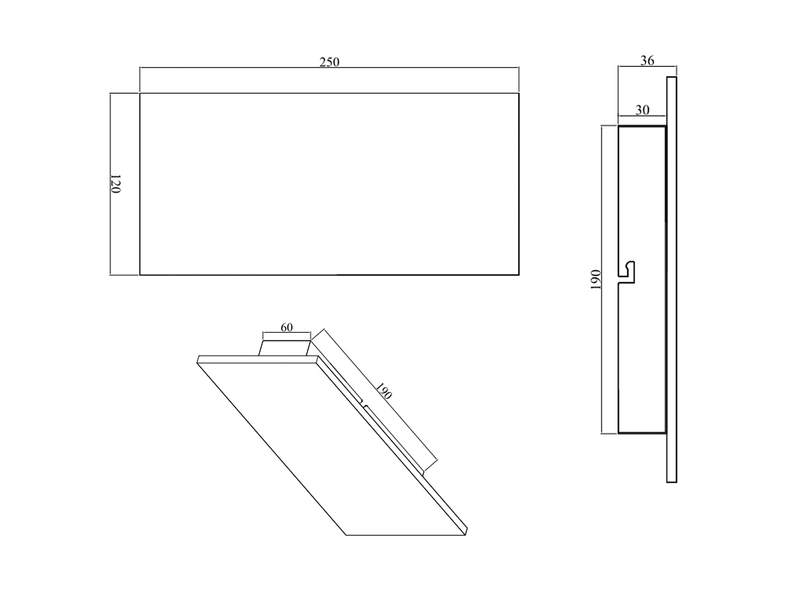 Flache LED Innen Wandleuchte RAVEN aus Naturschiefer, Breite 25cm