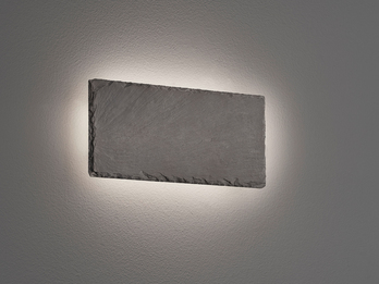 Außergewöhnliche LED Wandleuchte RAVEN aus schwarzem Schiefer 25cm rechteckig