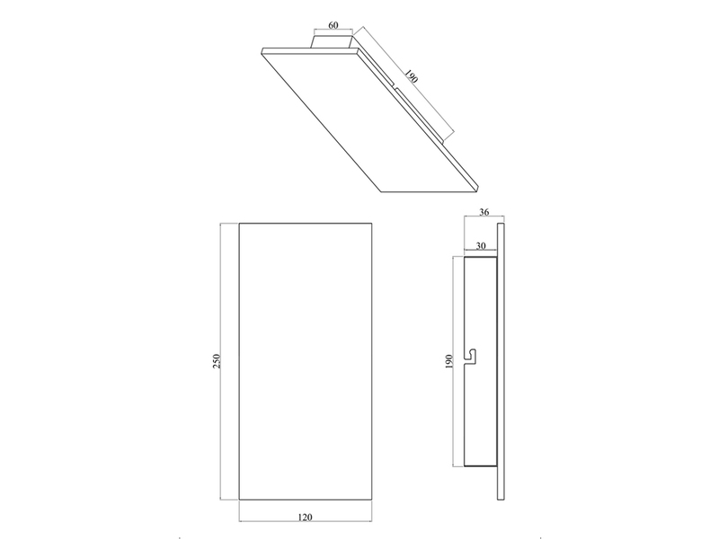 2er Set Außergewöhnliche LED Wandleuchten aus schwarzem Schiefer 25cm rechteckig