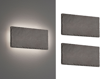 2er SET flache LED Innen Wandleuchten aus Naturschiefer, Breite 25cm