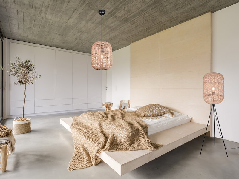 Hängelampe RUNA mit Lampenschirm geflochten aus Sisal, Ø 35cm