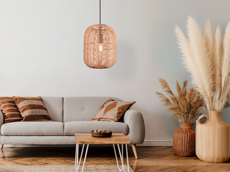 Hängelampe RUNA mit Lampenschirm geflochten aus Sisal, Ø 35cm