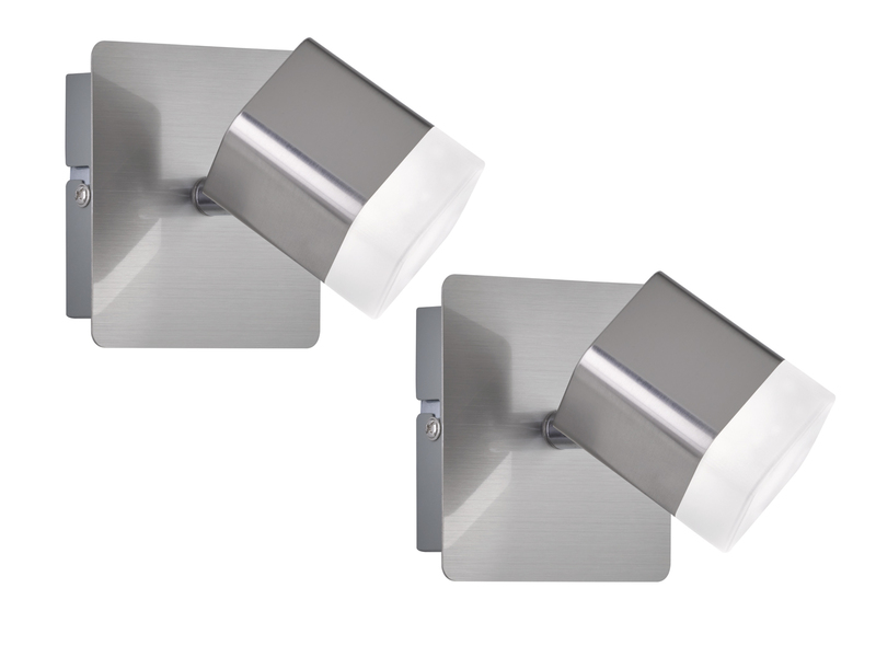 2er SET LED Wand- & Deckenstrahler Silber matt, Breite 10cm