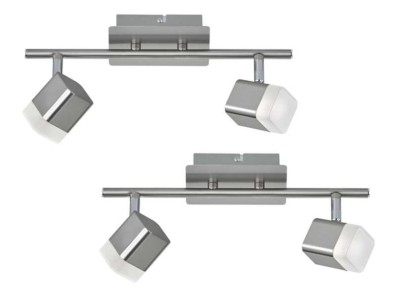 2er SET LED Deckenstrahler 2-flammig Silber matt, Breite 34cm