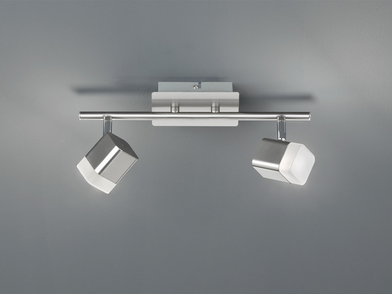 2er SET LED Deckenstrahler 2-flammig Silber matt, Breite 34cm