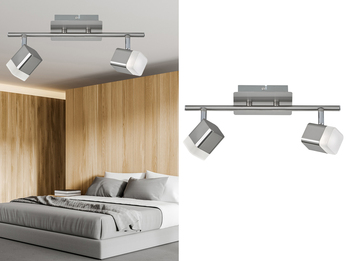 2er SET LED Deckenstrahler 2-flammig Silber matt, Breite 34cm
