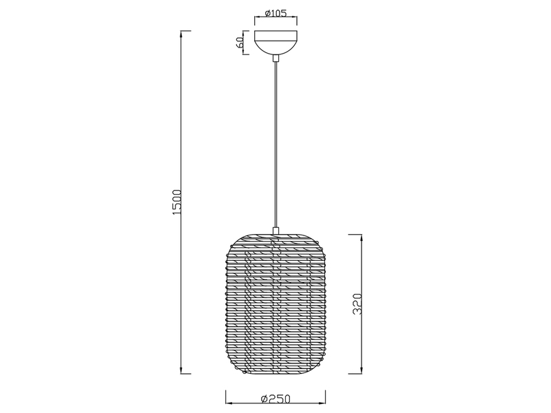 LED Hängelampe Korbleuchte mit Sisal Geflecht Lampenschirm, Ø 25cm