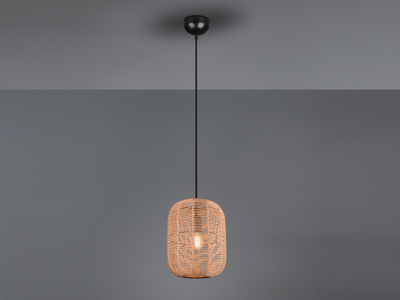 LED Hängelampe Korbleuchte mit Sisal Geflecht Lampenschirm, Ø 25cm