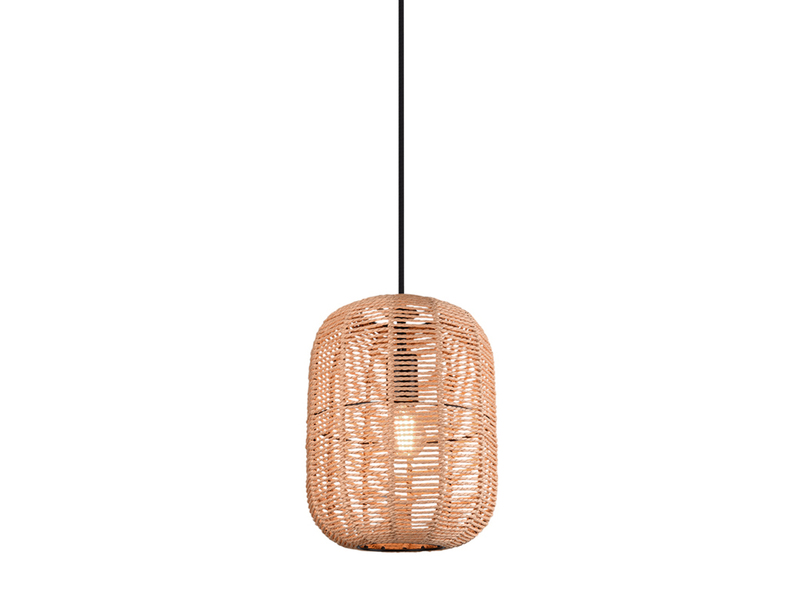 LED Hängelampe Korbleuchte mit Sisal Geflecht Lampenschirm, Ø 25cm