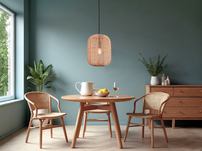 LED Hängelampe Korbleuchte mit Sisal Geflecht Lampenschirm, Ø 25cm