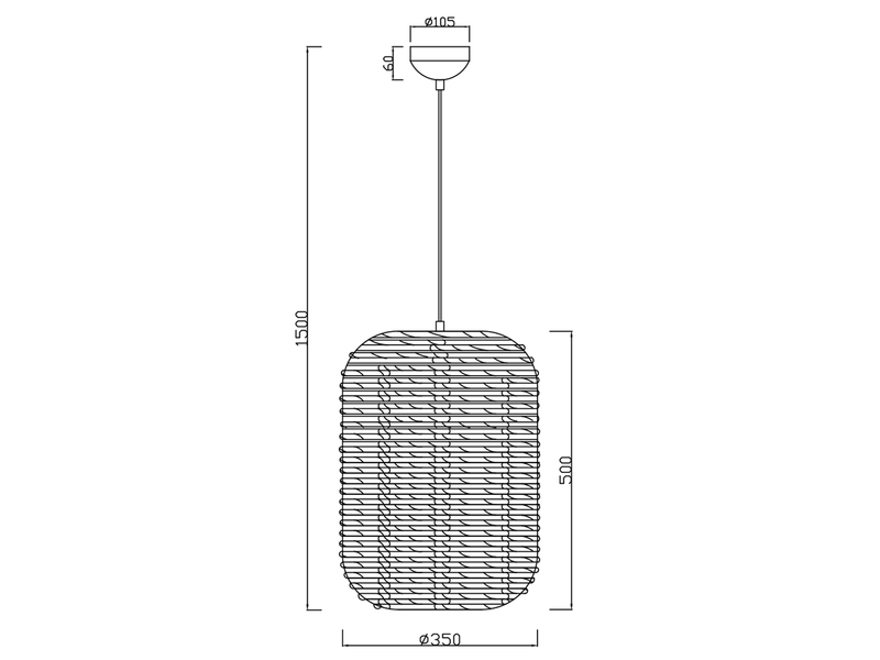 LED Hängelampe Korbleuchte mit Sisal Geflecht Lampenschirm, Ø 35cm