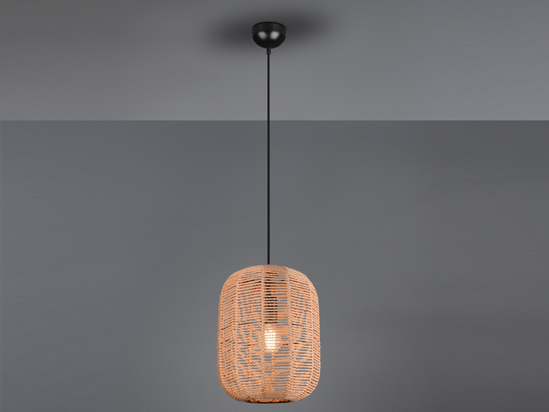 LED Hängelampe Korbleuchte mit Sisal Geflecht Lampenschirm, Ø 35cm