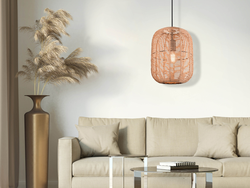 LED Hängelampe Korbleuchte mit Sisal Geflecht Lampenschirm, Ø 35cm