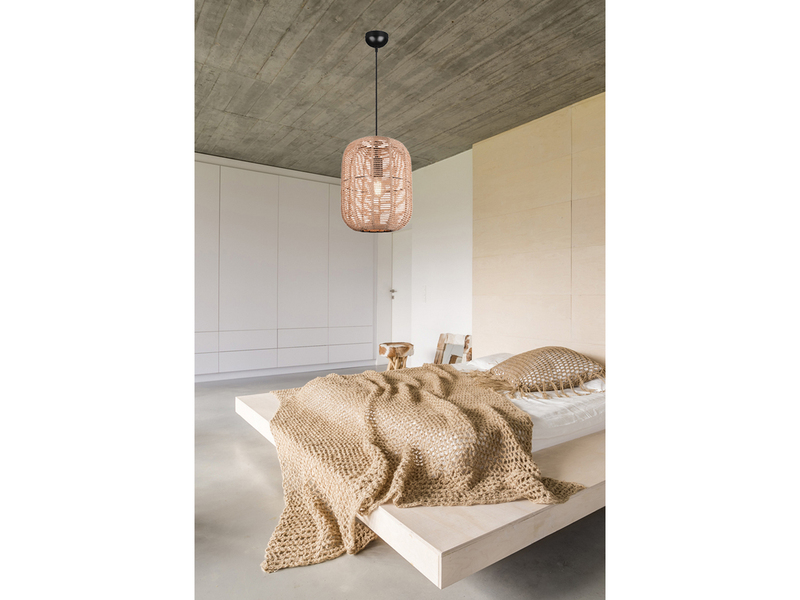 LED Hängelampe Korbleuchte mit Sisal Geflecht Lampenschirm, Ø 35cm