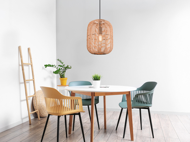 LED Hängelampe Korbleuchte mit Sisal Geflecht Lampenschirm, Ø 35cm