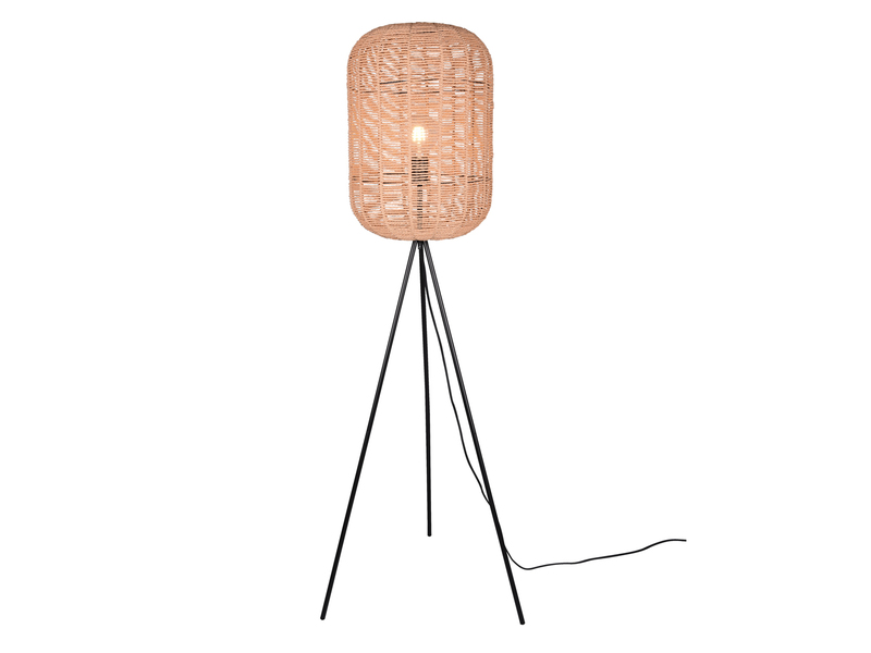 Geflochtene Tripod LED Stehlampe Korbleuchte mit Sisal Lampenschirm