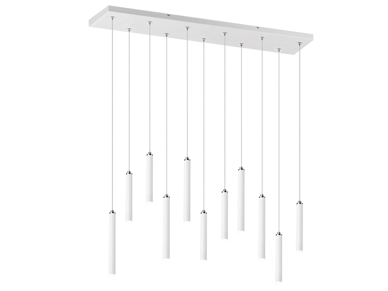 LED Pendelleuchte TUBULAR mehrflammig Weiß - 3 Stufen dimmbar, Breite 115cm
