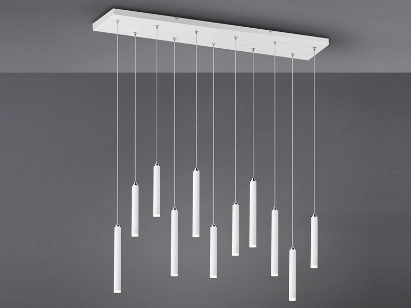 LED Pendelleuchte TUBULAR mehrflammig Weiß - 3 Stufen dimmbar, Breite 115cm