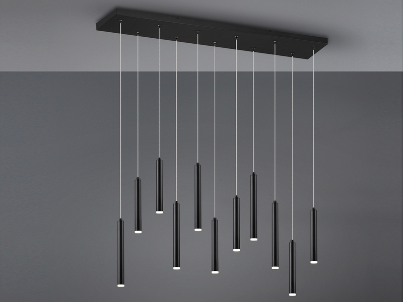 LED Pendelleuchte TUBULAR mehrflammig Schwarz - 3 Stufen dimmbar, B: 115cm