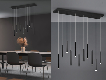 LED Pendelleuchte TUBULAR mehrflammig Schwarz - 3 Stufen dimmbar, B: 115cm