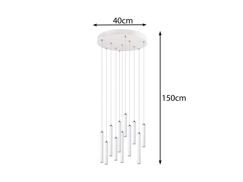 LED Cluster Pendelleuchte TUBULAR mehrflammig Weiß - 3 Stufen dimmbar, Ø 40cm