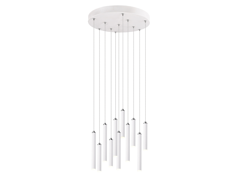 LED Cluster Pendelleuchte TUBULAR mehrflammig Weiß - 3 Stufen dimmbar, Ø 40cm