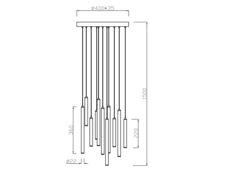 LED Cluster Pendelleuchte TUBULAR mehrflammig Weiß - 3 Stufen dimmbar, Ø 40cm