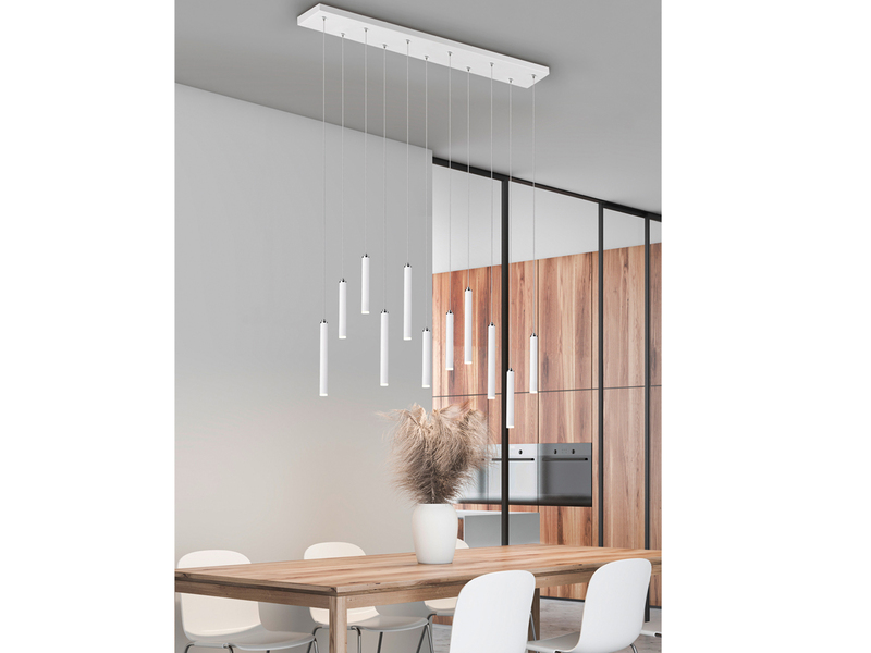 LED Cluster Pendelleuchte TUBULAR mehrflammig Weiß - 3 Stufen dimmbar, Ø 40cm