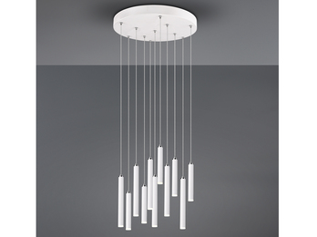 LED Cluster Pendelleuchte TUBULAR mehrflammig Weiß - 3 Stufen dimmbar, Ø 40cm
