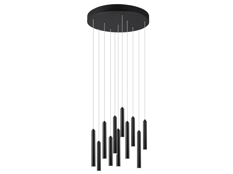 LED Pendelleuchte TUBULAR mehrflammig rund Schwarz - 3 Stufen dimmbar, Ø 40cm