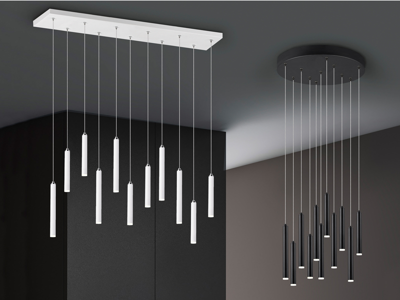LED Pendelleuchte TUBULAR mehrflammig rund Schwarz - 3 Stufen dimmbar, Ø 40cm