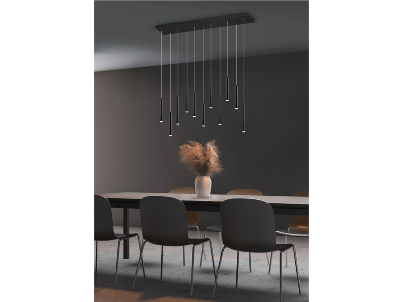 LED Pendelleuchte TUBULAR mehrflammig rund Schwarz - 3 Stufen dimmbar, Ø 40cm