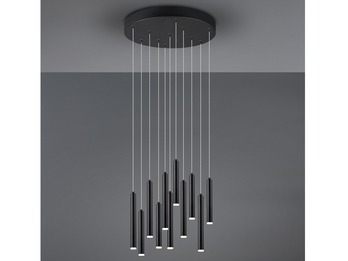 LED Pendelleuchte TUBULAR mehrflammig rund Schwarz - 3 Stufen dimmbar, Ø 40cm