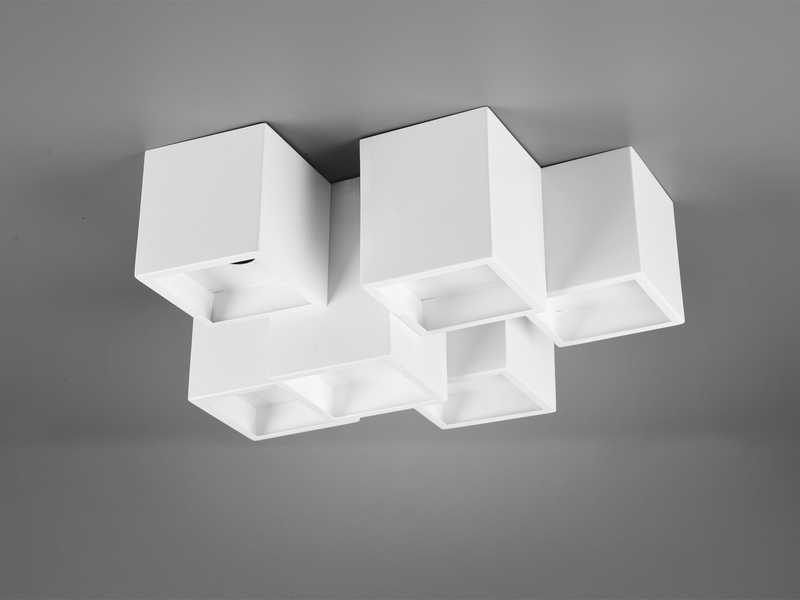 Deckenstrahler FERNANDO eckig 6-flammig, Aufbaustrahler Weiß, Breite 37cm