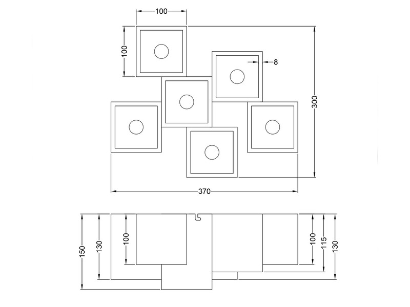 Eckiger LED Deckenstrahler 6 flammig dimmbar, Aufbaustrahler Weiß matt