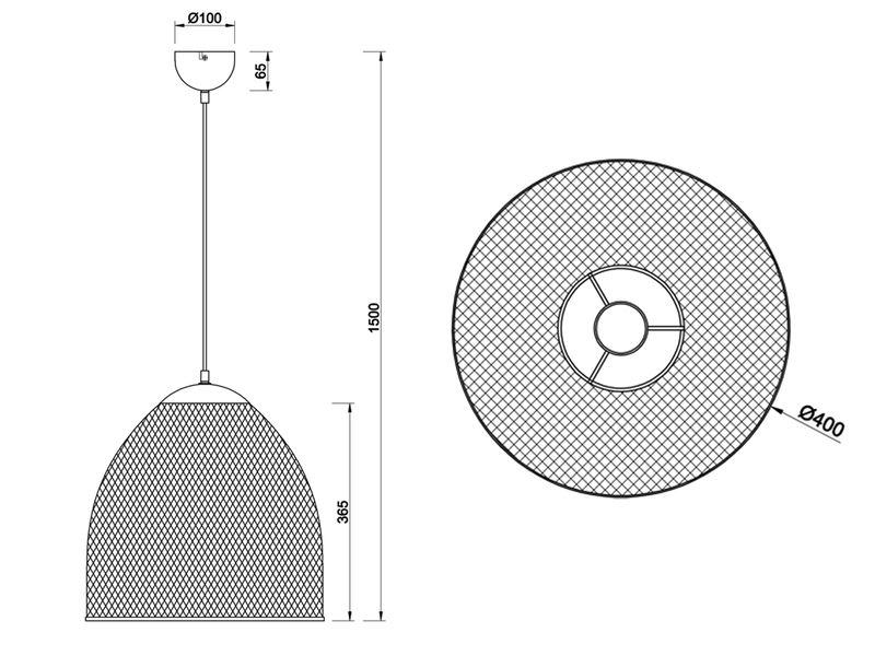 LED Pendelleuchte mit Drahtgeflecht Lampenschirm Silber, Ø 40cm