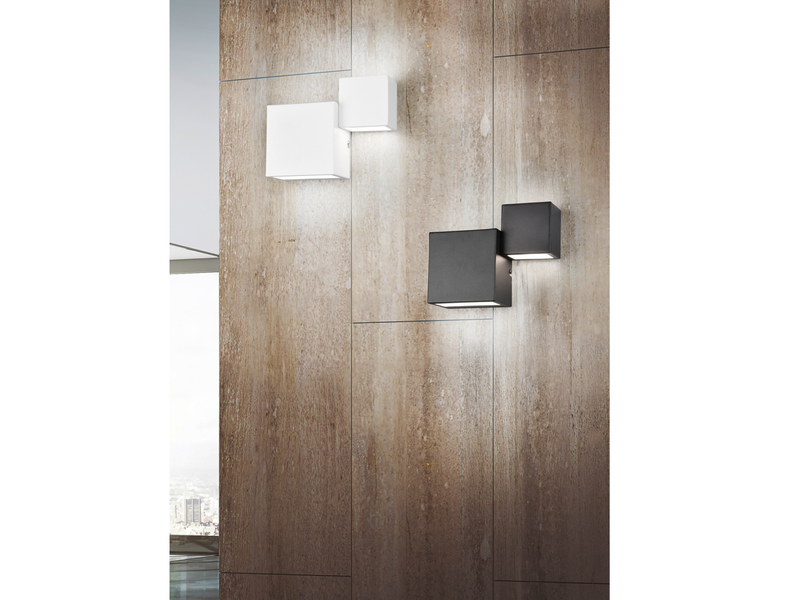 Flache LED Wandleuchte MIGUEL Up and Down Light Schwarz matt in 3 Stufen dimmbar