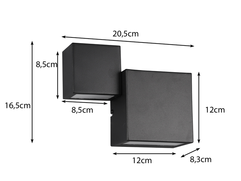 Flache LED Wandleuchte MIGUEL Up and Down Light Schwarz matt in 3 Stufen dimmbar