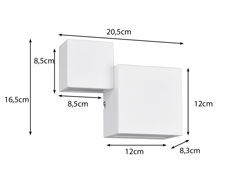 Flache LED Wandleuchte 2er Set Up and Down Light Weiß matt in 3 Stufen dimmbar