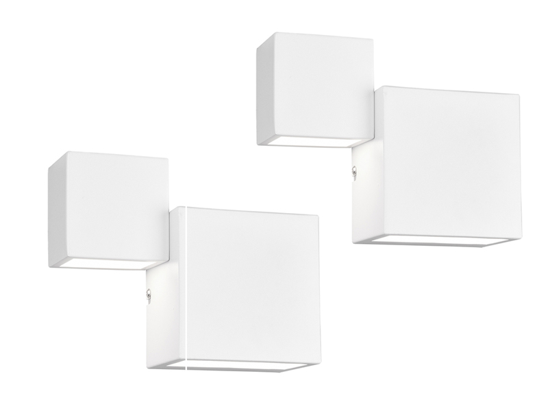 Flache LED Wandleuchte 2er Set Up and Down Light Weiß matt in 3 Stufen dimmbar