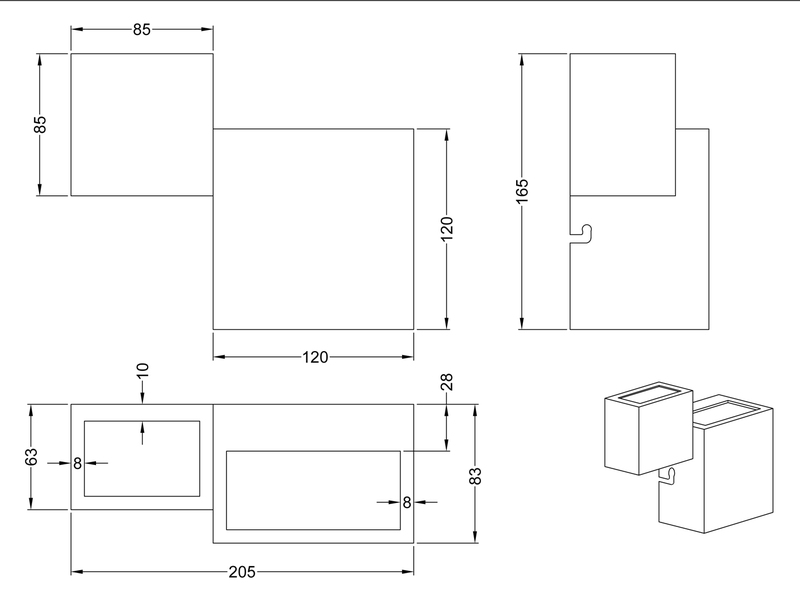 Flache LED Wandleuchte 2er Set Up and Down Light Schwarz matt 3 Stufen dimmbar