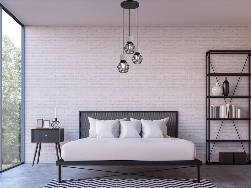 Pendelleuchte JAMIRO 3-flammig mit Draht Lampenschirmen & Betonoptik, Ø 25cm