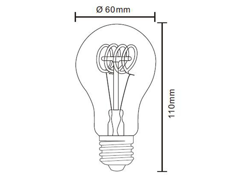 E27 Filament LED - 4 Watt, 200 Lumen, warmweiß, Ø6cm - extern dimmbar