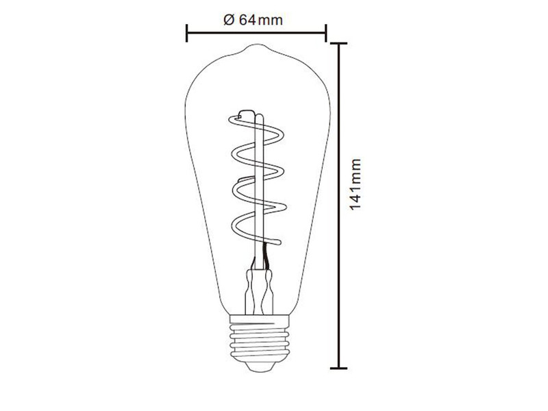 E27 Filament LED - 4 Watt, 200 Lumen, warmweiß, Ø6,4cm - extern dimmbar