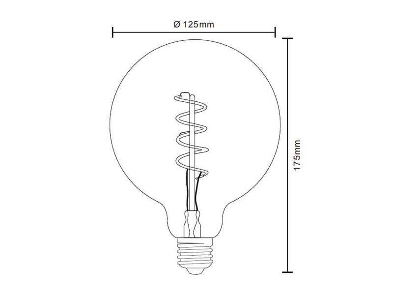 E27 Filament LED - 4 Watt, 200 Lumen, warmweiß, Ø12,5cm - extern dimmbar