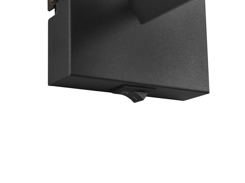 LED Wandstrahler mit Schalter, Schwarz mit Holz & Gitterschirm, Breite 9cm