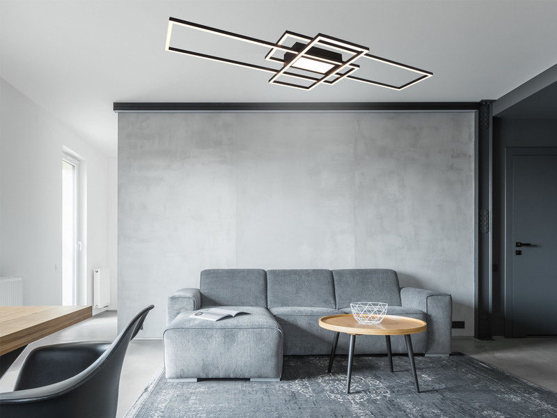 Große LED Deckenleuchte CANTA hell mit 6.600 Lumen, dimmbar, Anthrazit B: 105cm