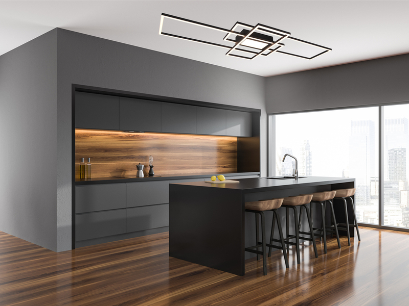 Große LED Deckenleuchte CANTA hell mit 6.600 Lumen, dimmbar, Anthrazit B: 105cm
