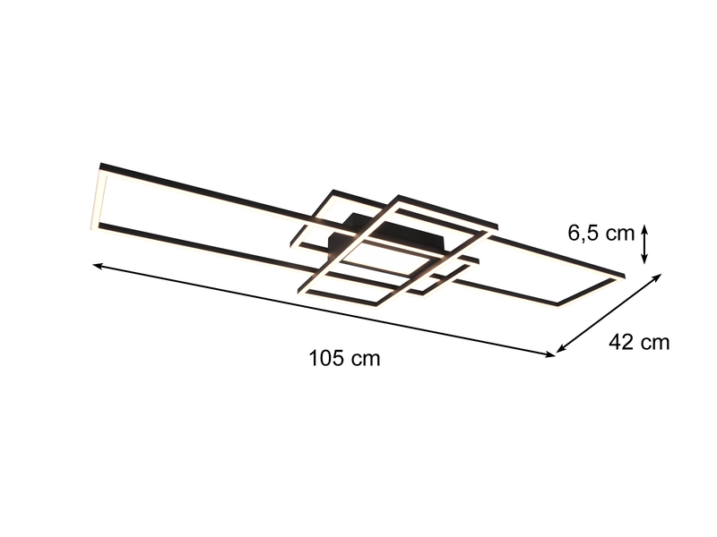 Große LED Deckenleuchte CANTA hell mit 6.600 Lumen, dimmbar, Anthrazit B: 105cm